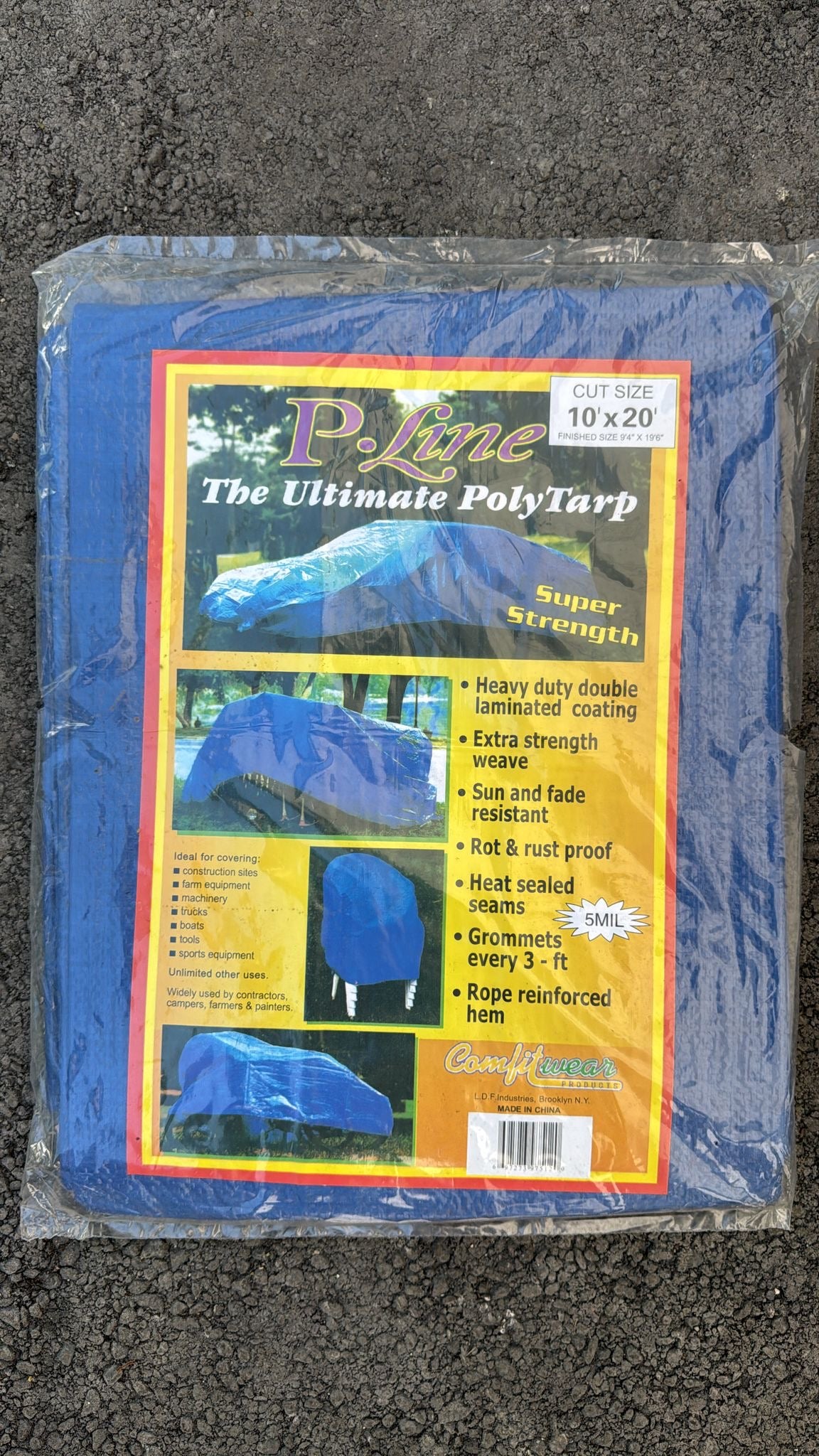 Durable, weather-resistant 10 x 20 tarp for versatile protection—ideal for equipment, furniture, construction, or landscaping.