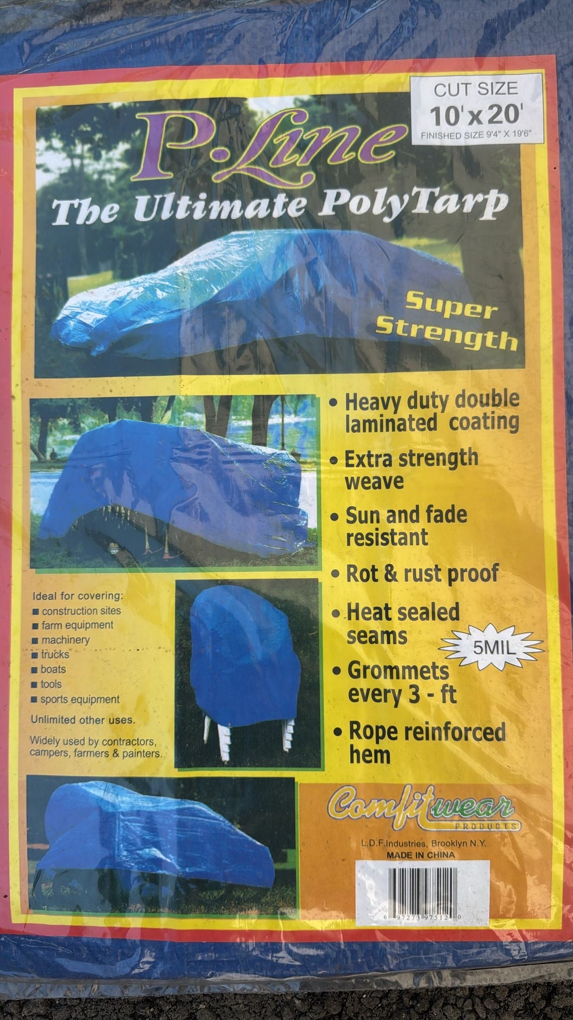 Durable, weather-resistant 10 x 20 tarp for versatile protection—ideal for equipment, furniture, construction, or landscaping.