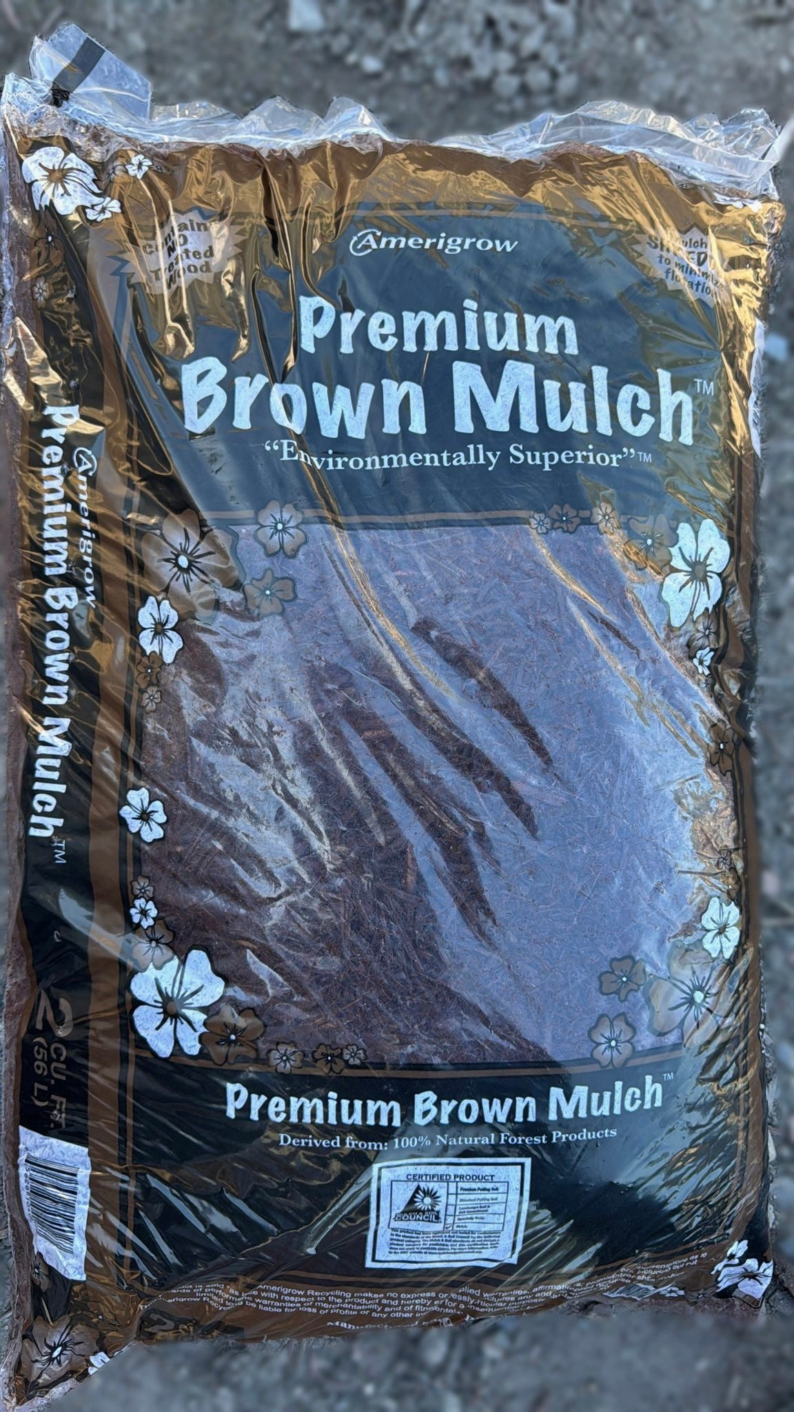 This mulch features a rich, natural brown color that adds a warm, earthy look to any outdoor space, made from 100% organic wood. Perfect for flower beds, walkways, and around trees and shrubs, it retains moisture to reduce the need for frequent watering, enhances curb appeal with its natural color contrast, insulates plant roots to protect them from extreme temperatures, and helps control soil erosion on sloped areas. 